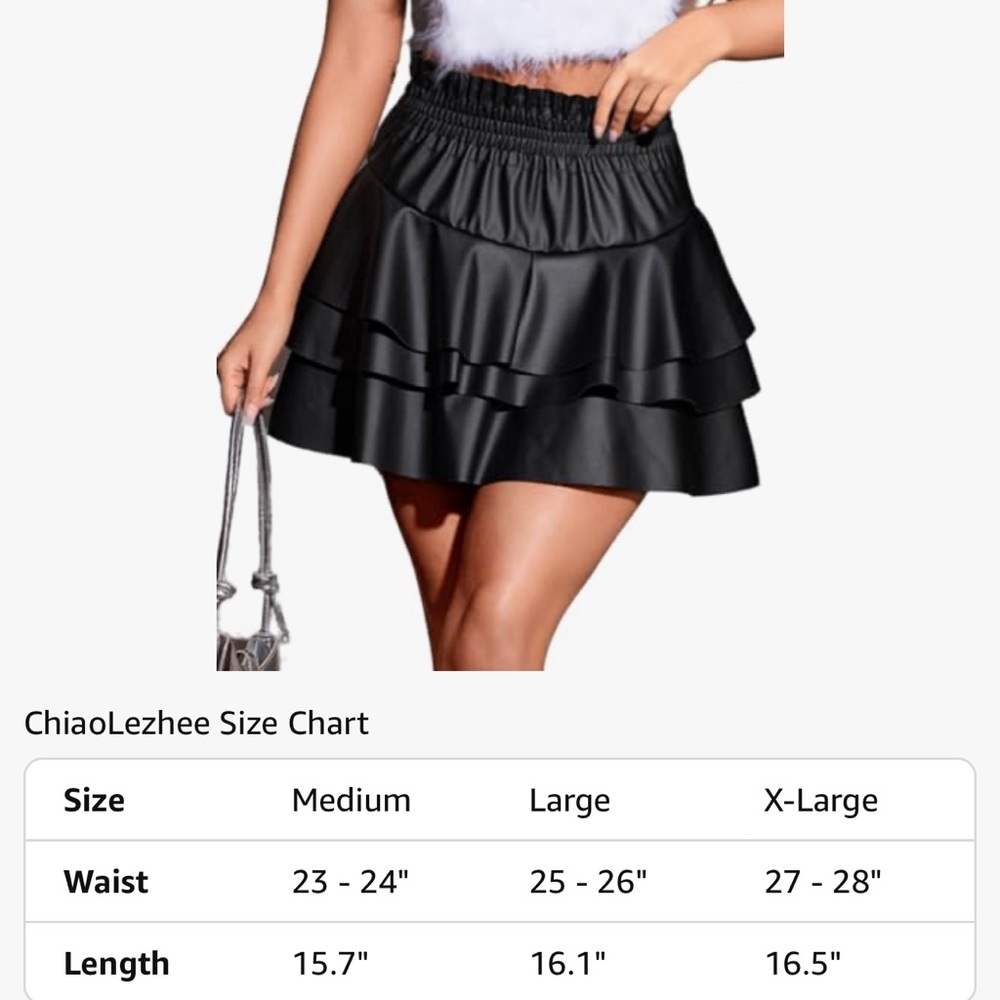 Black Ruffled Mini Skirt XL - Picture 4 of 5